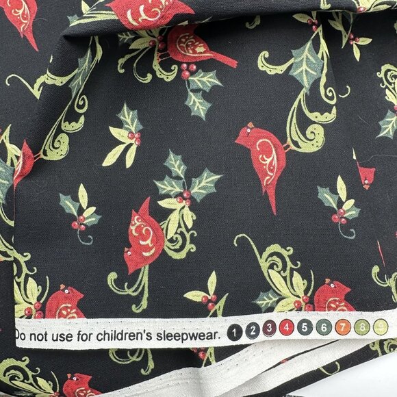 Cardinal Swirl with Holly Susan Winget Christmas Fabric Cotton One Yard CP64461 - Picture 4 of 5